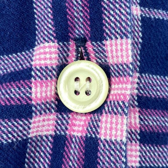 BONSOIR Pajama Set Womens M Flannel Brushed Cotton Plaid Shirt Pants Purple - Picture 7 of 14